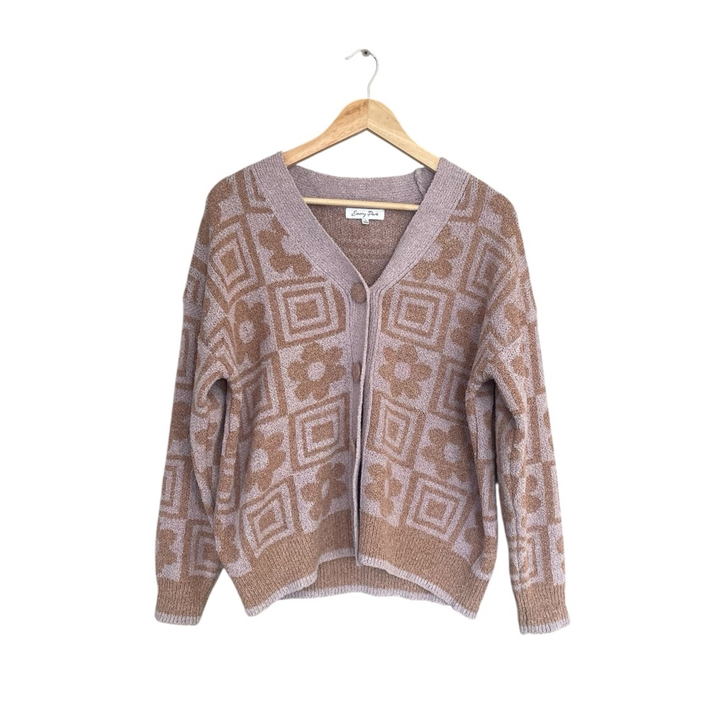 Emory Park Pink and Brown Cardigan